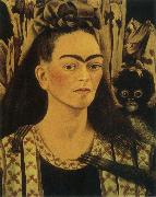Frida Kahlo The self-portrait artist and monkey oil painting on canvas